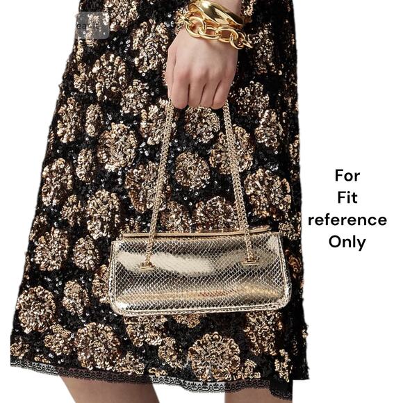 J. Crew Chain Stap Bag Snake Embossed Leather Black Gold Chain - Picture 3 of 14